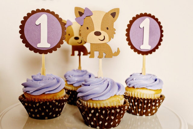 Pretty Puppy Party Cupcake Toppers