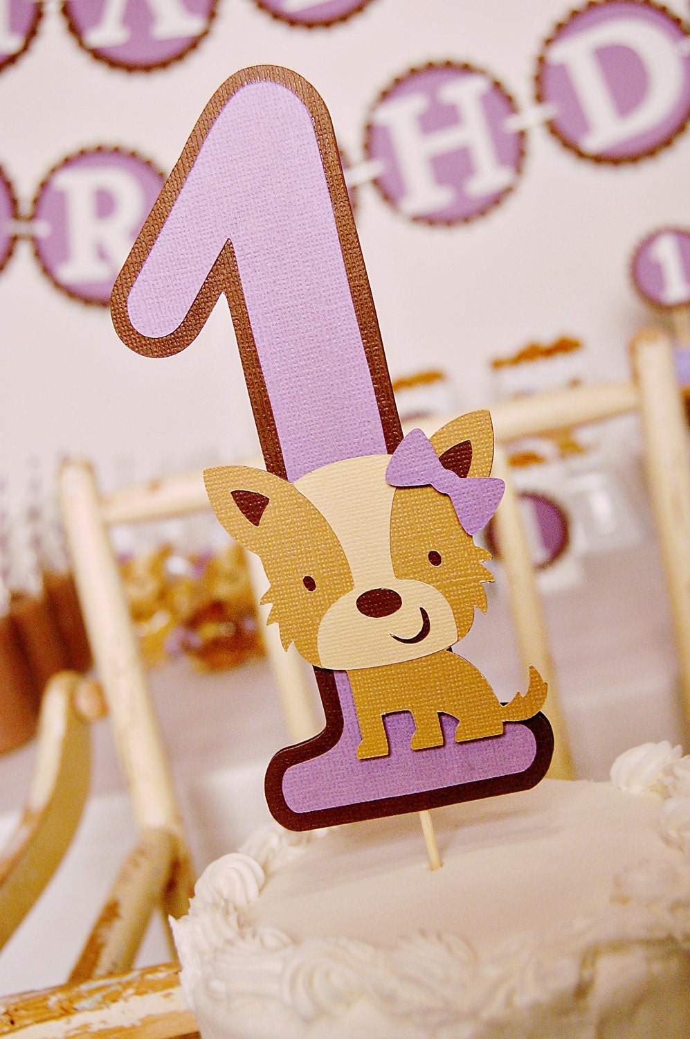 Pretty Puppy Party Smash Cake Topper