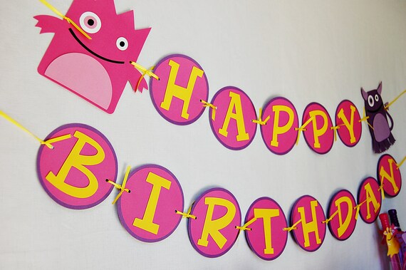 Our Little Lady Monster Happy Birthday Banner Il_570xn