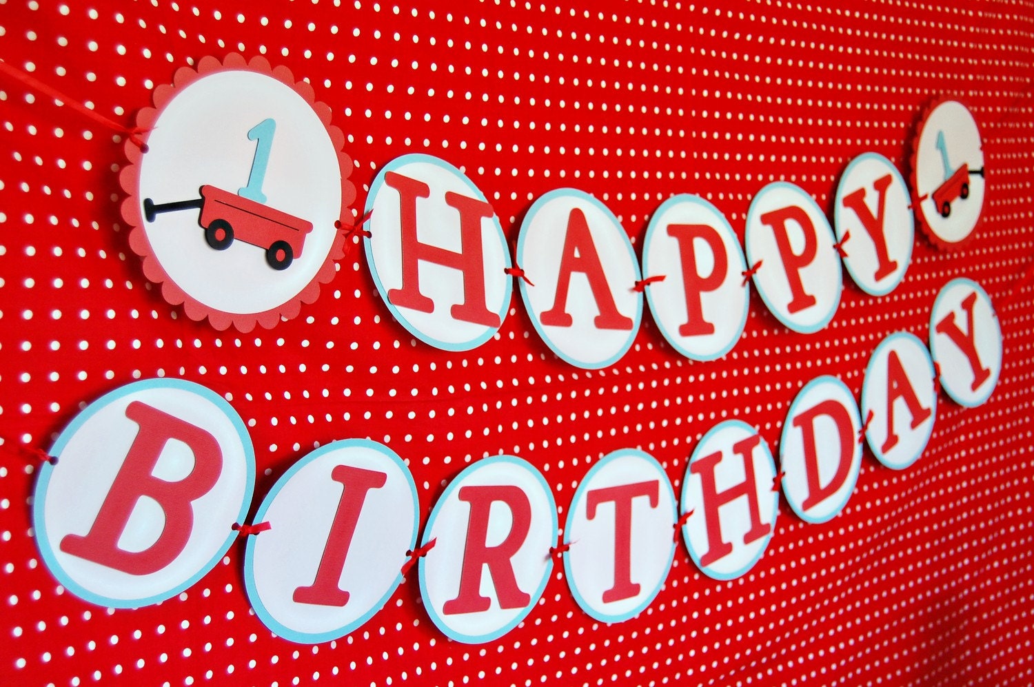 Modern Little Red Wagon First Birthday Party Package
