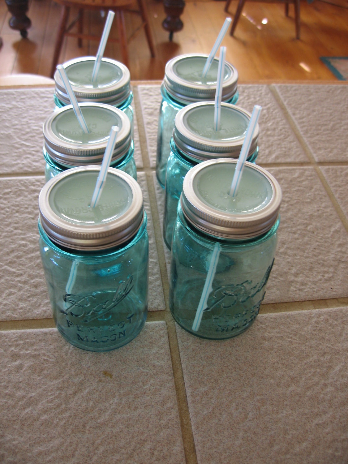 On sale from 95.75 - Sippy Cup - Tumbler - Drinking Glass - Set of 6 Pint Canning Jar Sippy Cups - Mason Jar Drink Glass's