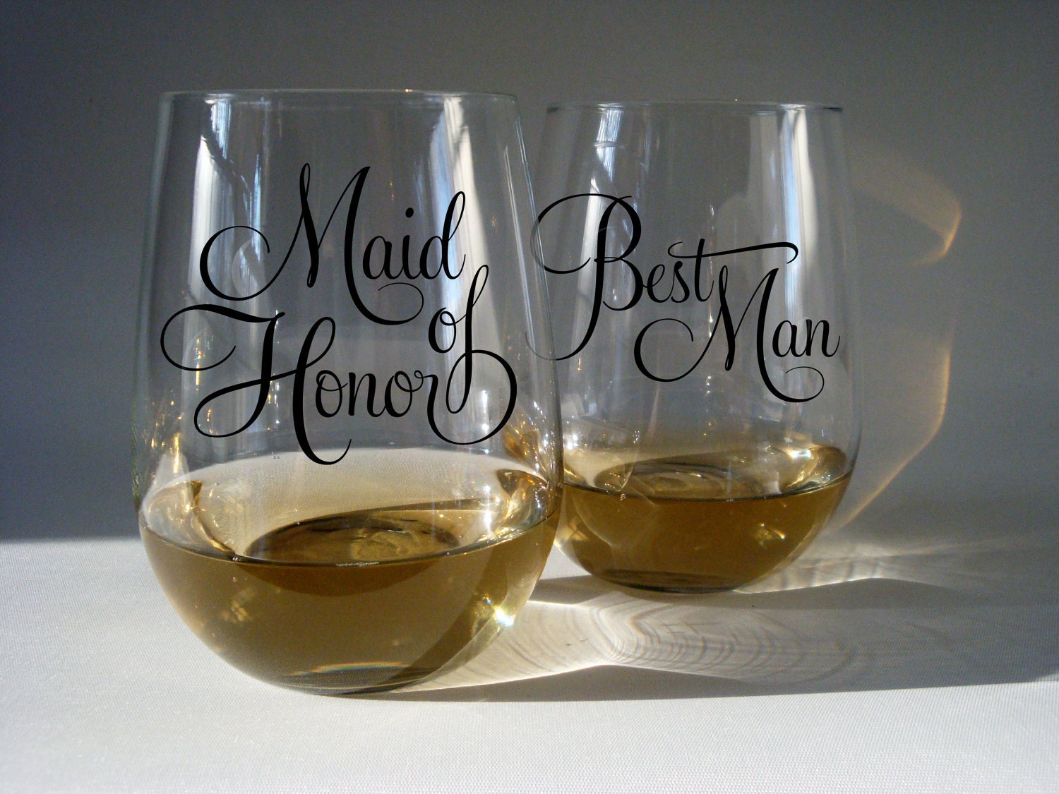 Stemless Wine Glasses - Best Man - Maid of Honor
