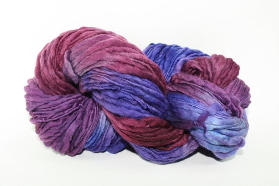 Thick and Thin Yarn Slub TTS Handdyed  Fine Merino 6633 Phlox