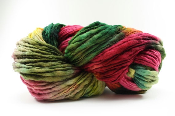 Thick and Thin Yarn Slub TTS Handdyed  Fine Merino 6643 Xmas 4