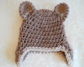 Newborn Bear Hat, Taupe and Oatmeal