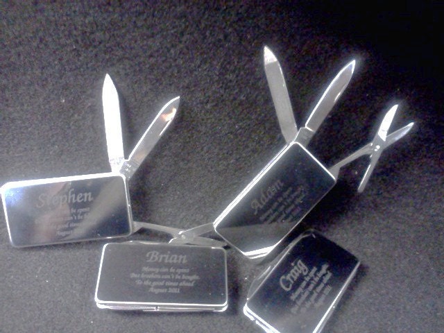 SET OF 6 -Personalized Stainless Steel Money Clip with 3 tools- Laser Engraving included