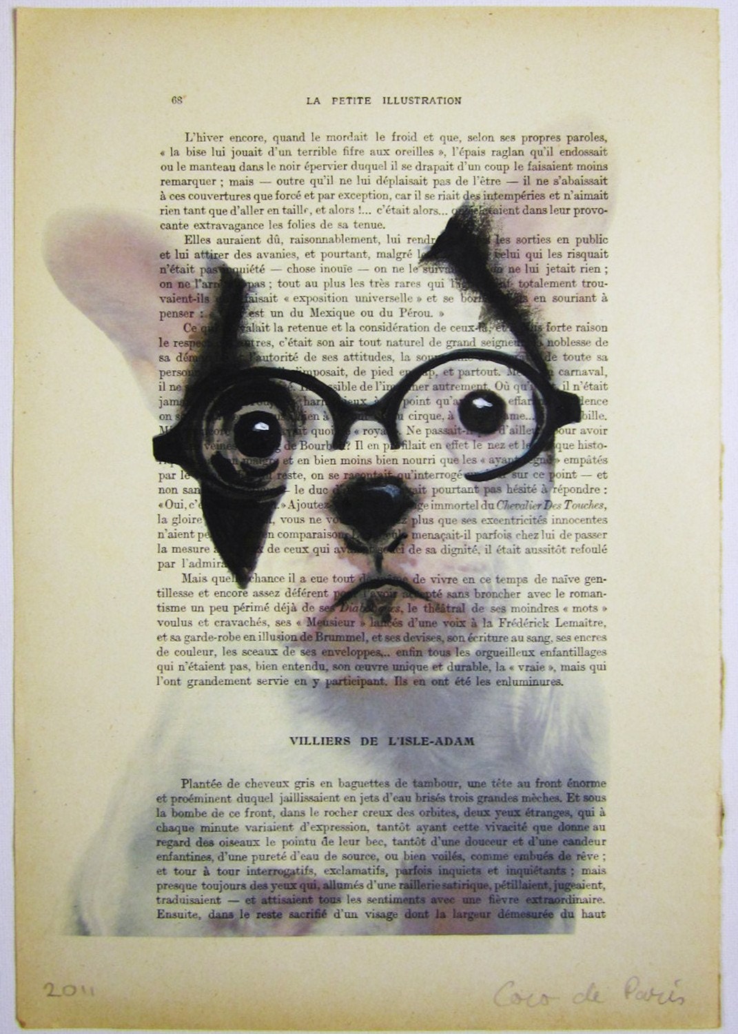 Clever bulldog-Original Illustration-Art Print-Art Poster-Hand Painting Acrylic Mixed Media-Kids Wall Art Dorm Decors Nursery Portret