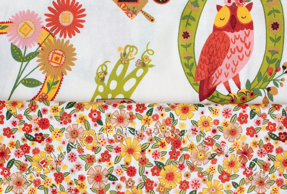 Fat Quarter Bundle ABC Cookery in Orange, In the Kitchen, by Alexander Henry, 100% Cotton Fabric