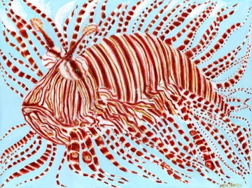 Lion Fish Giclee Print by Erika Johnson Custom Size  8 x10 Inches Coastal Fine Art Reproduction