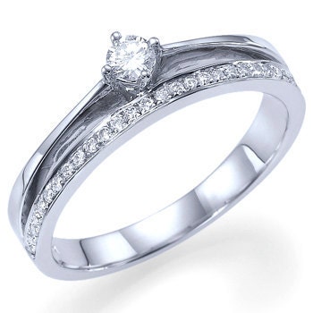 0.40 carats Round Cut Natural Diamond Engagement Ring 14k White or Yellow Gold
