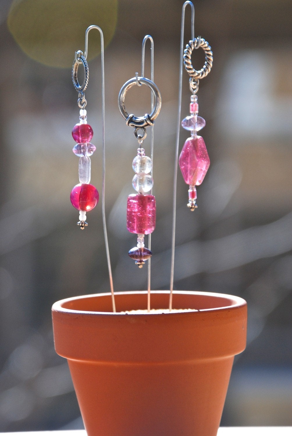 Pretty in Pink, Pink Glass Bead Knitting Stitch Markers