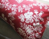 Large Lumbar Pillow Cover in the Vibrant Red Floral from French General