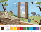 Paint Kit for Jungle Wall Stencil Kids Wall Mural, Acrylic Paints