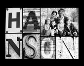 Custom 11x14 Name Collage (Unframed) - Black & White - Wedding, Christmas, Anniversary and Birthday Gift