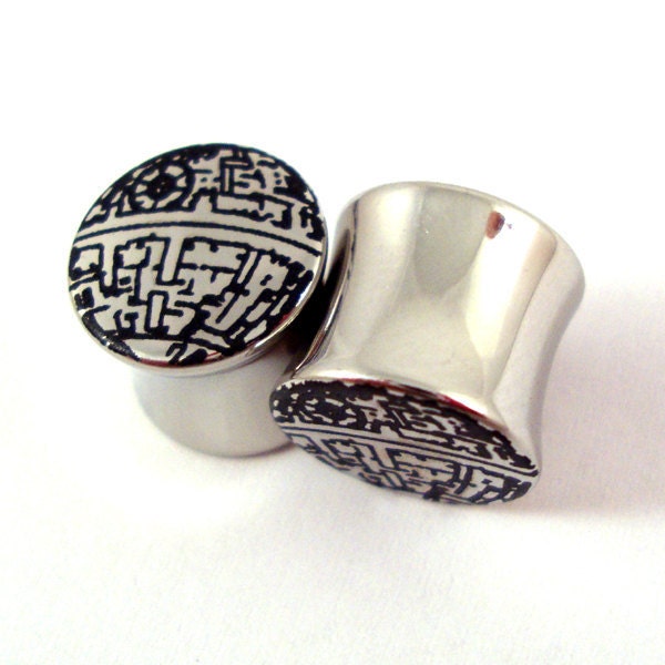 Deathstar Double Flared Plugs - Stainless Steel - 2g 0g 00g 7/16" (11 mm) 1/2" (13mm) 9/16" (14mm) 5/8" (16mm) - Metal Gauges