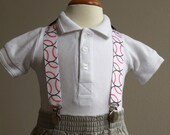 Baseball print adjustable ribbon suspenders