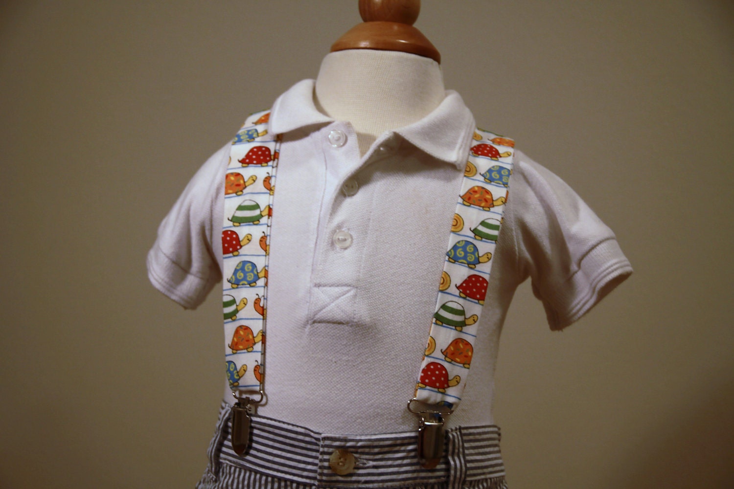 Turtle and Snail Print Adjustable Suspenders