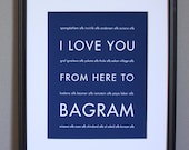 Fathers Day SALE US Air Force Military Art, I Love You From Here To BAGRAM, 8x10, Unframed