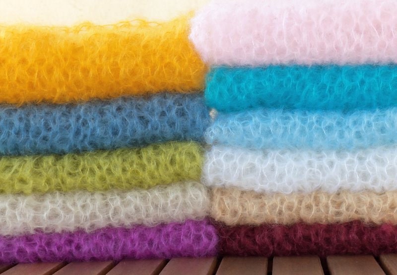 Loose knit wrap- Mohair blend- Large Needles- Newborn Photography Prop- 14 colors available-Choose your color