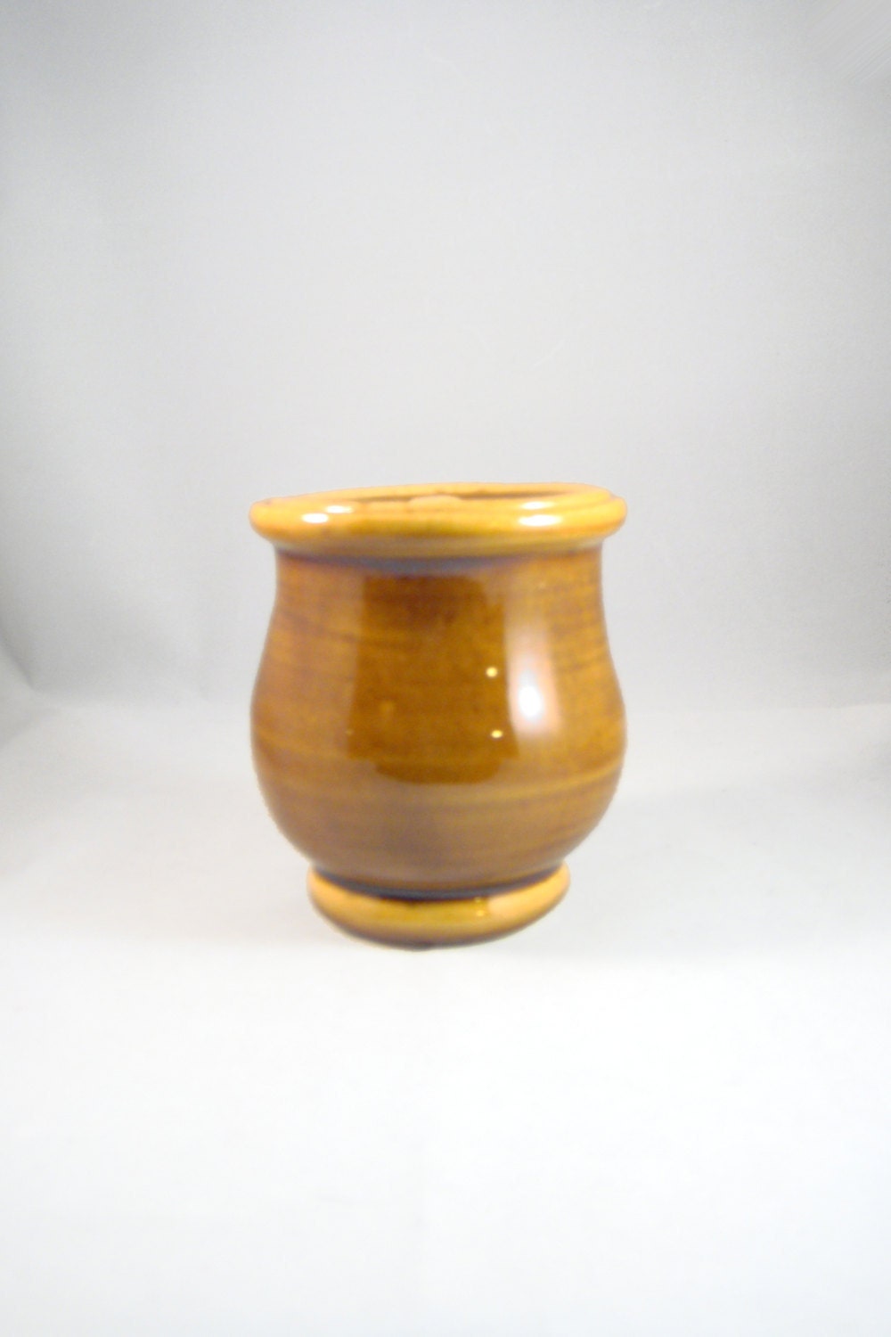 Small Brown Curvy Jar Kitchen Canister with Lid Hand Wheel Thrown Ceramic Pottery Ohio USA