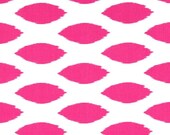 Pair of Decorative Designer Custom Curtains Drapes  50 x 84  Raspberry Pink on White Ikat  Contemporary Modern Style