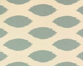 New - Pair of Decorative Designer Custom Curtains Drapes  50 x 96  Spa Blue and Natural Ikat  Contemporary Modern