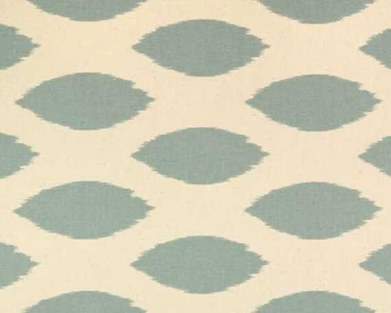 New - Pair of Decorative Designer Custom Curtains Drapes 50 x 108 Spa Blue and Natural Ikat Contemporary Modern