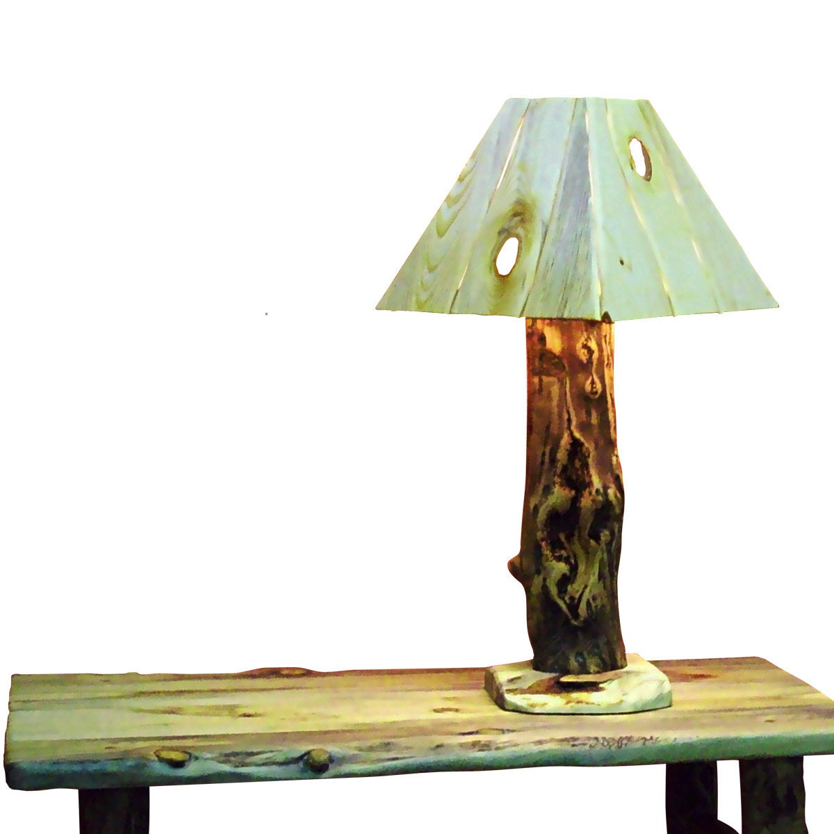 Wood Lamp, with Aspen Lamp Shade, made from Sustainable Aspen Logs, Rustic Furniture from Naturally Aspen