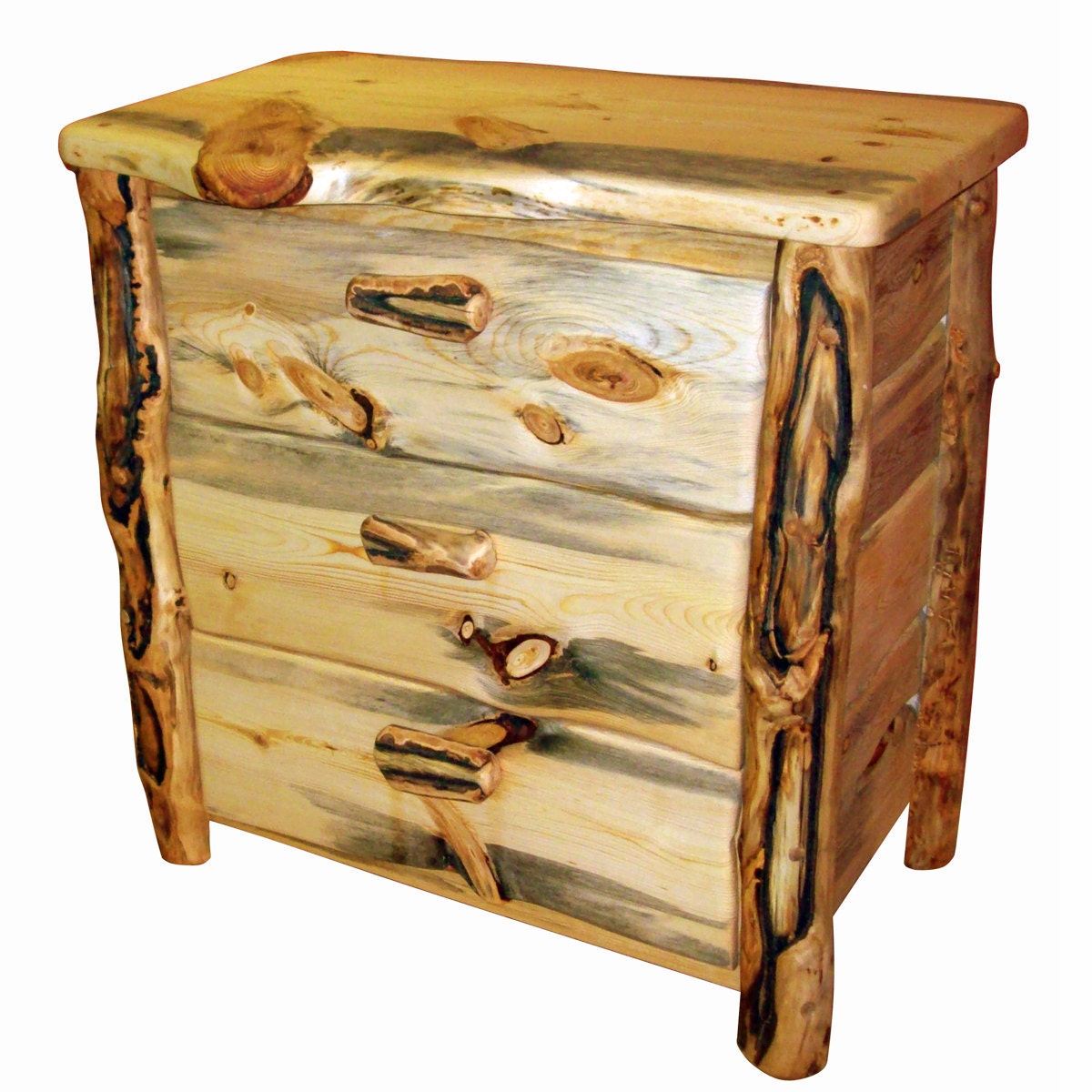 Eco-friendly Wood Dresser, 3 drawer made from sustainably sourced aspen logs, furniture from Naturally Aspen