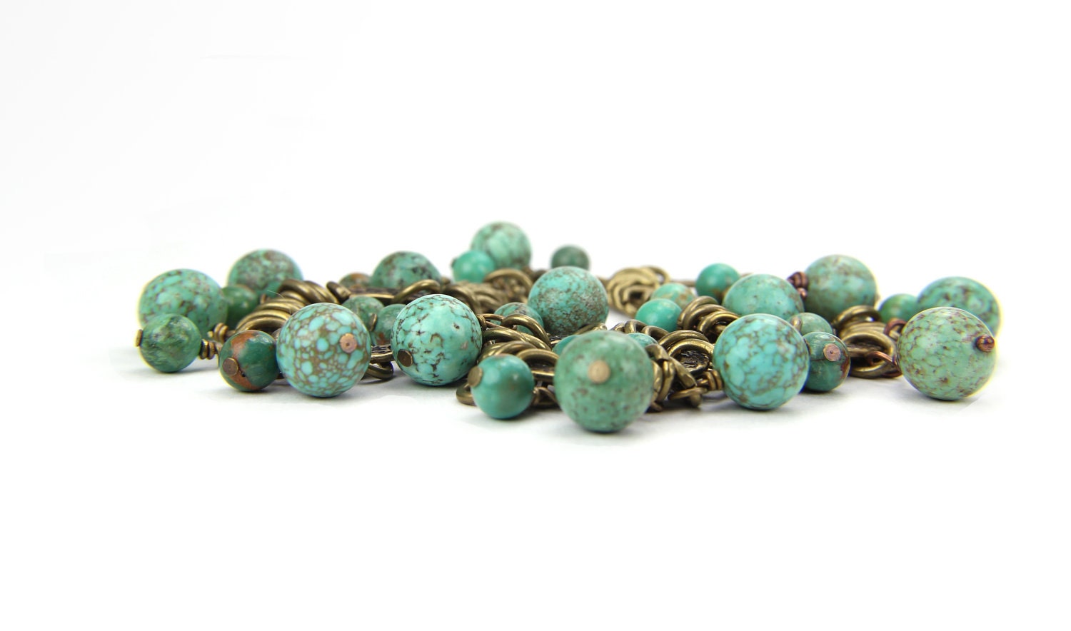 Autumn Teal Turquoise Gemstone Southwest Rustic Charm Bracelet:  A Day at Chichen Itza - Thebracelettree