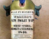 Gift Tags Bookmark Vintage Maps Green Blue Distress Seam Binding Ribbon Men Father's Day
