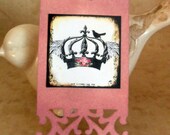 Favor Gift Tags Pink Rose Romantic Heart Vintage Seam Binding Ribbon Crown Hot Air Balloon Ship Carriage Boat