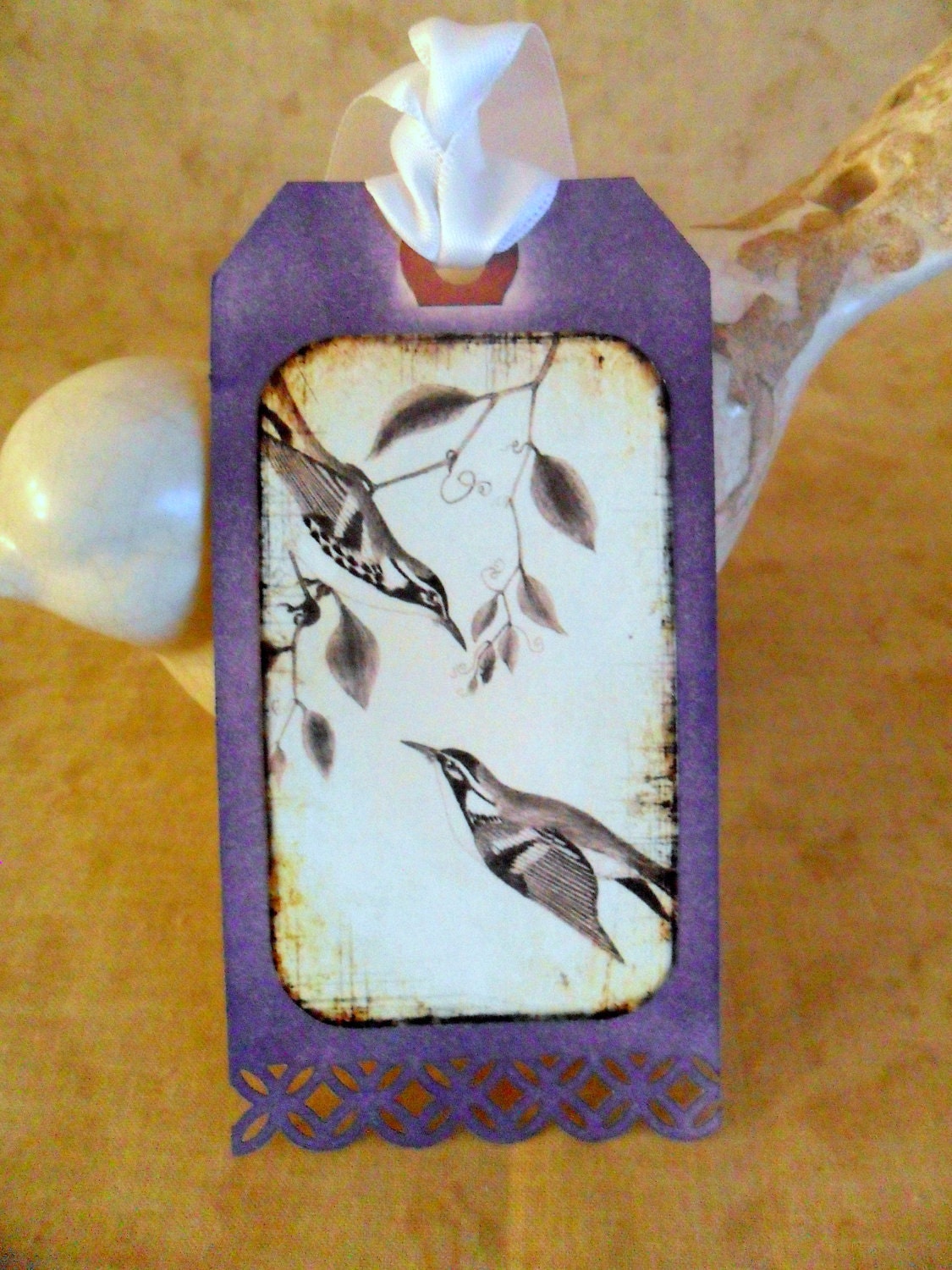 Gift Tags Favor Tags Purple and White Birds and Ballerina for Women, Mother's Day