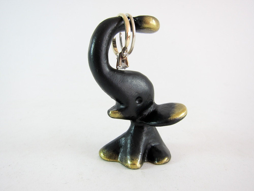 Vintage Walter Bosse BIG Modernist Austrian 1960s Brass Elephant Ring Holder