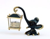 Vintage ORIGINAL Modernist Austrian 1960s Brass Elephant Figure with Thermometer