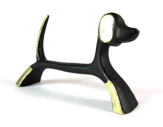 Vintage Walter Bosse Modernist Austrian 1960s Brass Dog Figurine or Knife Rest