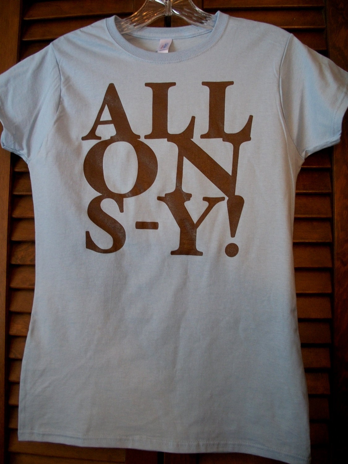 ALLONS-Y Ladies Large Tee Light Blue