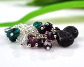 Lava Rock earrings - czech glass and lava stone - Paradise Island