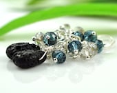 Storm blue earrings - sterling silver pacific blue lava rock - Pacific Storm