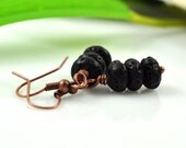 Lava Rock earrings - antique copper and stone - Lava Fields