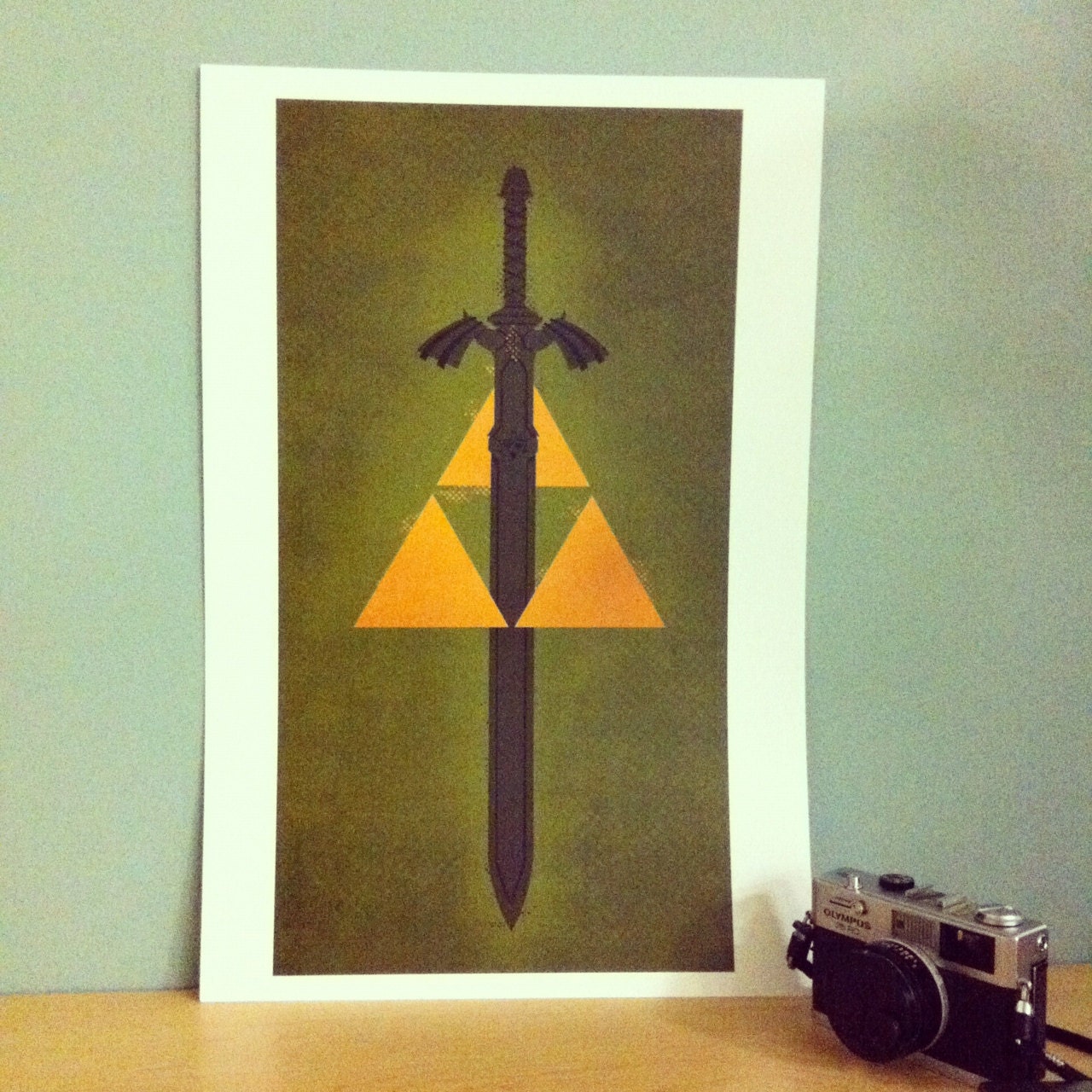 Legend of Zelda Triforce and Master Sword Original Print