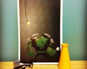 Frankenstein Mini Monster  Original Character Print
