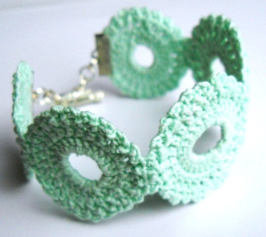 Mint Medallion Crochet Bracelet