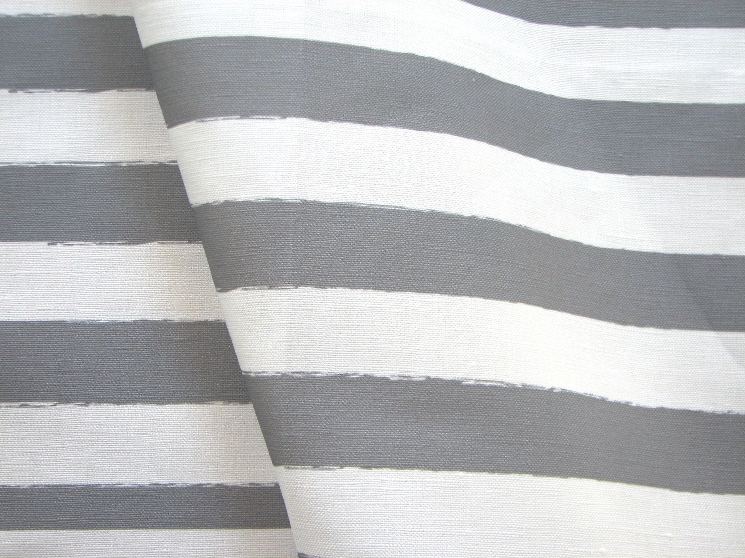 Sophie in Dove- Original Painter Stripe Linen-Cotton Canvas Yardage