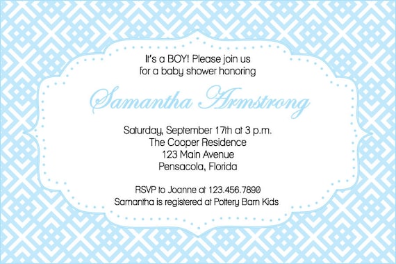 Blue and White Baby Boy Shower Invite- print your own Il_570xn