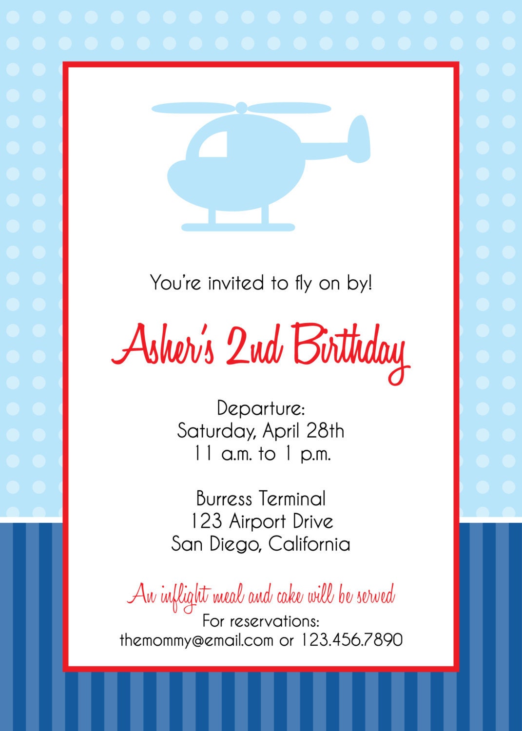Helicopter Birthday Party Invitation- digital file- print your own Il_570xn