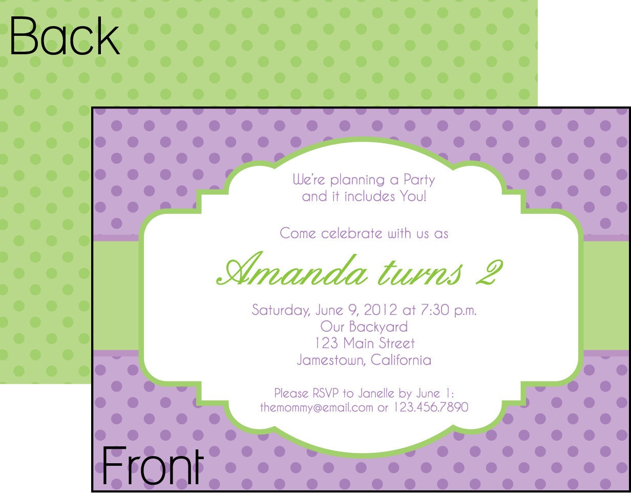 Lavender and Green- 5x7 inch invite- print your own Il_570xn