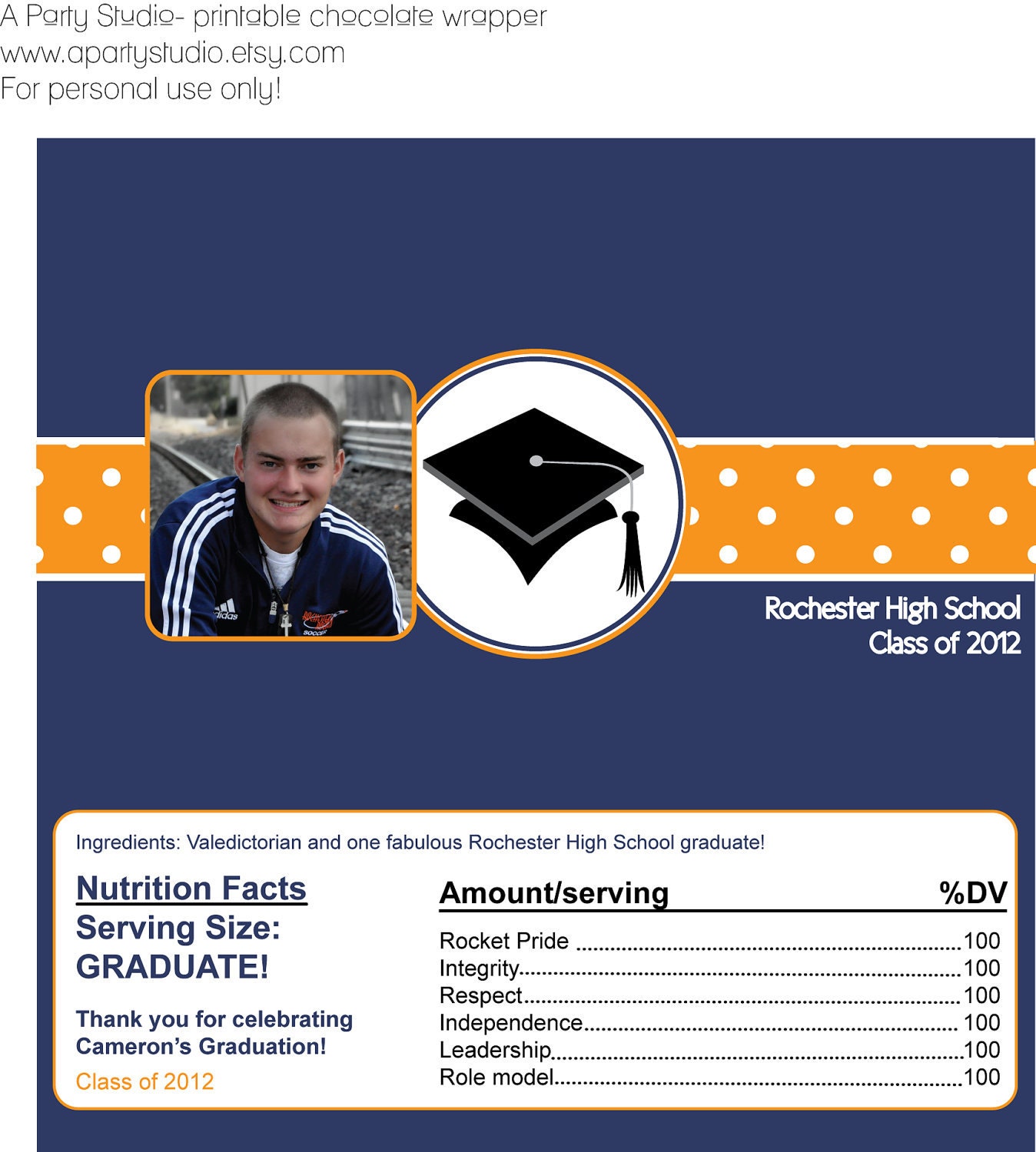 Graduation Chocolate Bar Wrapper- print your own Il_570xn