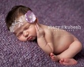 Newborn Lace Halo Headband with Lavender Flower
