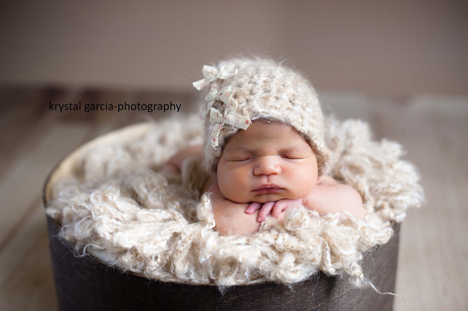 Newborn Cloche with Fabric Bows